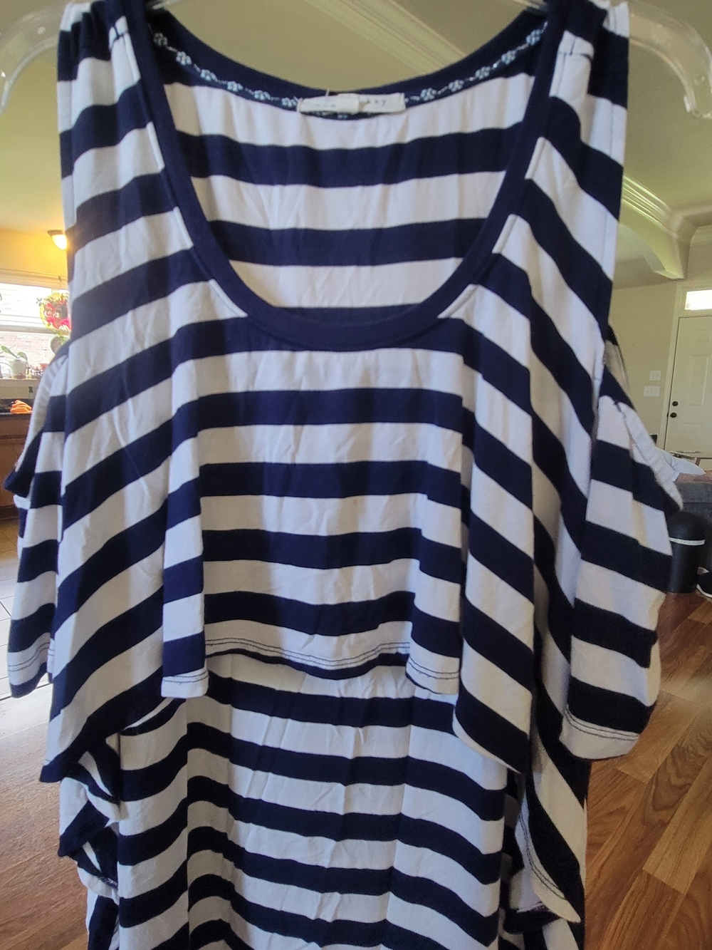 Copper Key Striped Asymmetrical Layered Tank Top 💙🤍